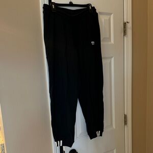 adidas Black Track Pants with White Stripes